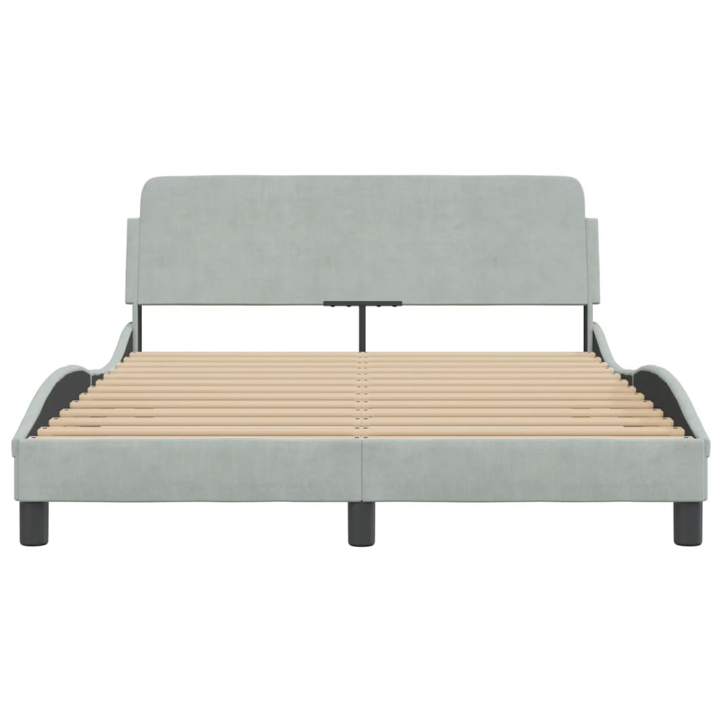 vidaXL Estructura de cama sin colchón terciopelo gris claro 140x200 cm