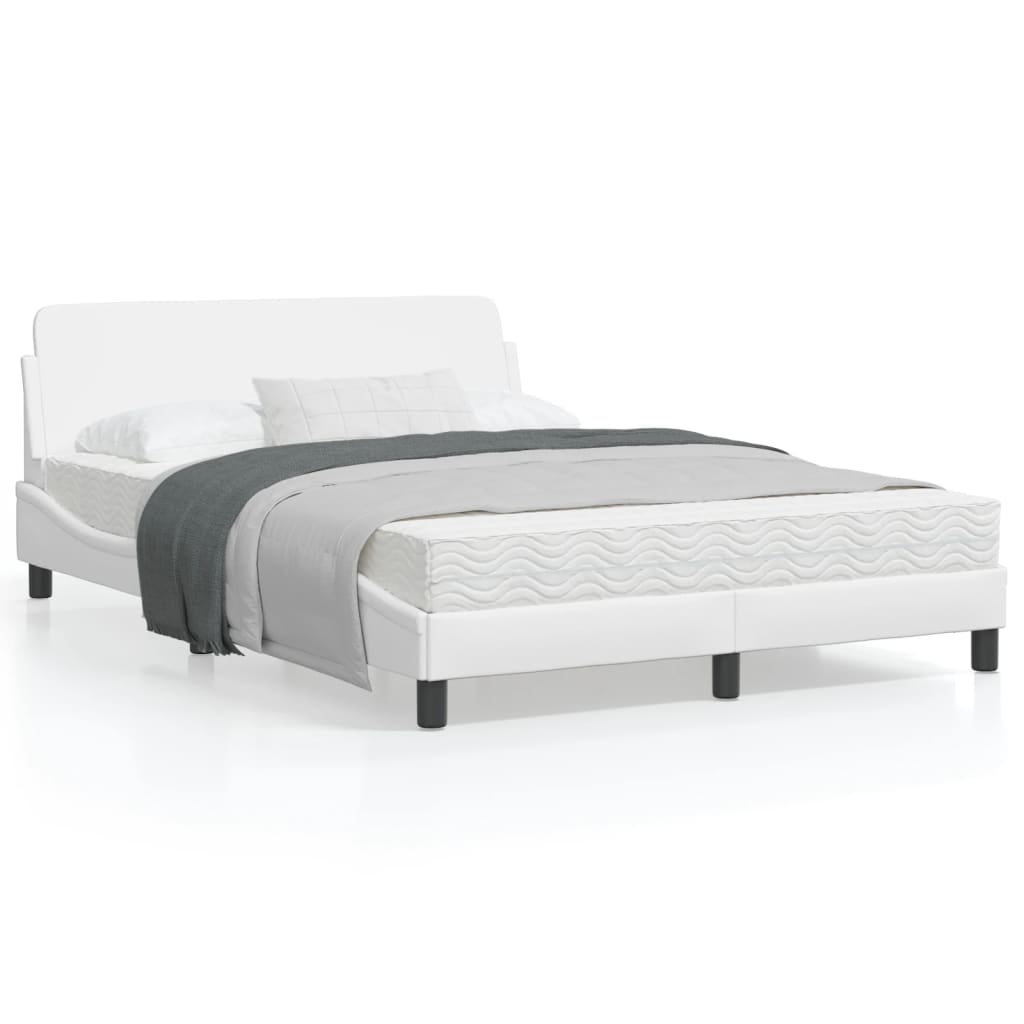 vidaXL Estructura de cama sin colchón cuero sintético blanco 140x200cm