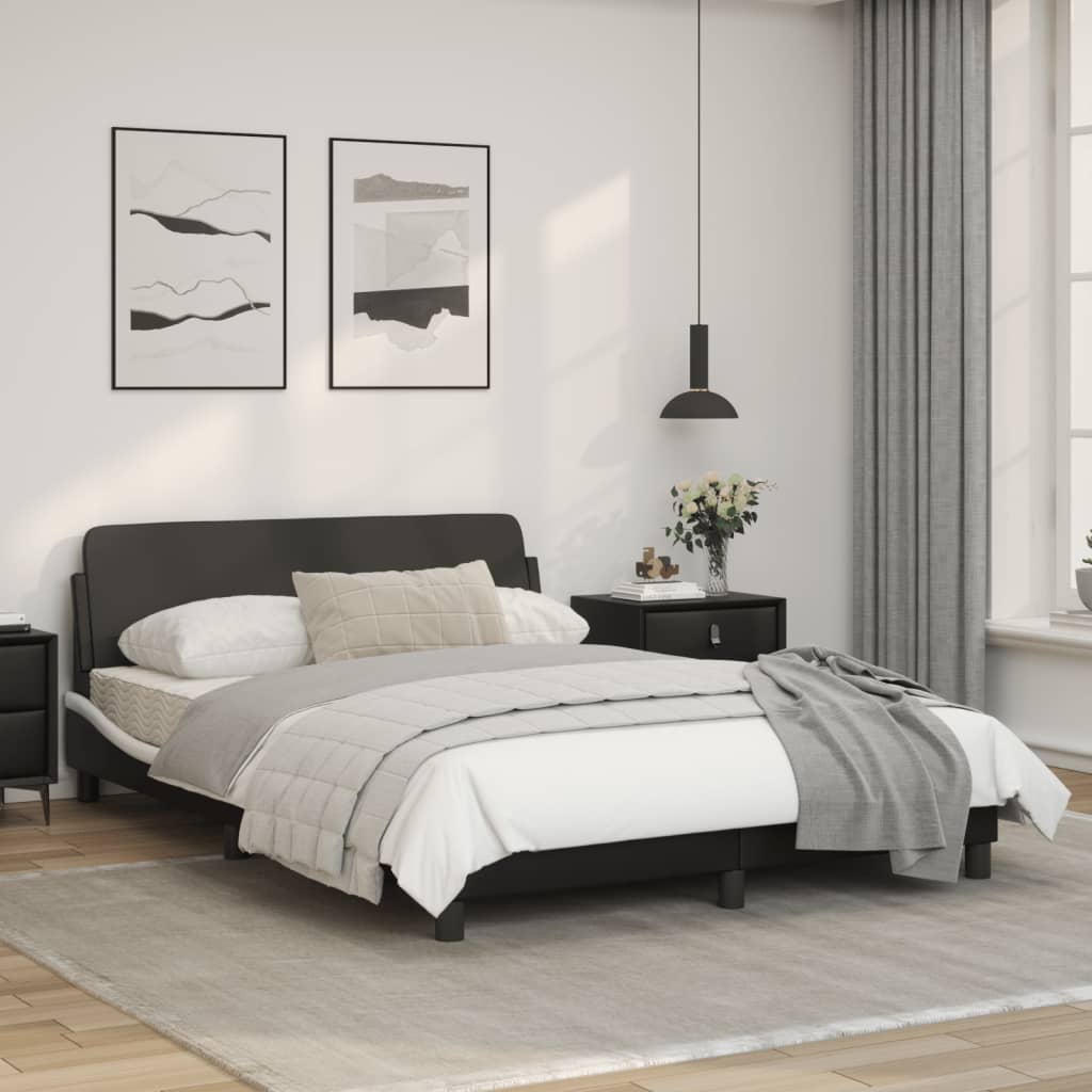 vidaXL Cama sin colchón cuero sintético negro blanco 140x200 cm