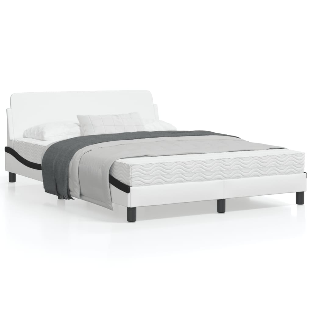 vidaXL Cama sin colchón cuero sintético blanco negro 140x200 cm