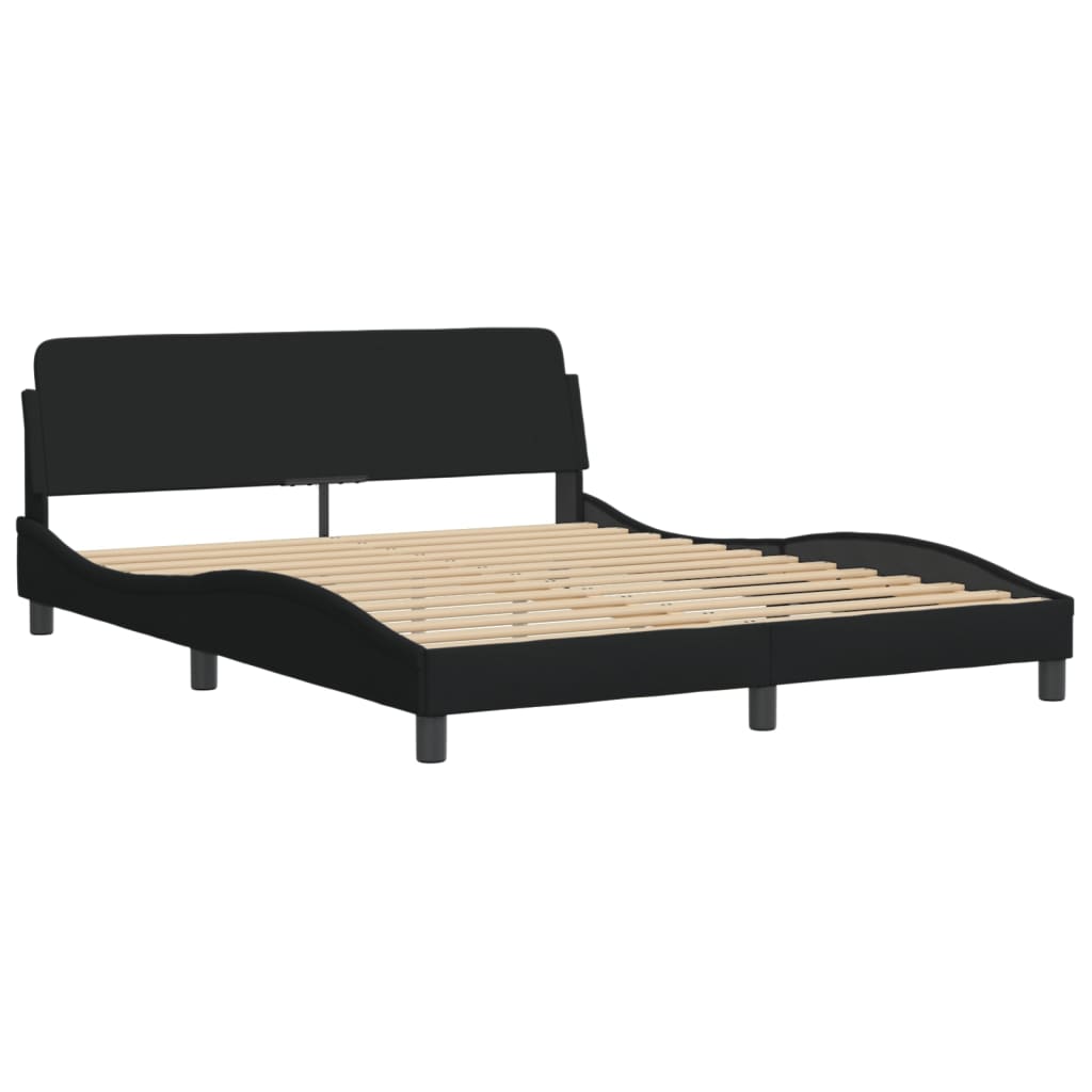 vidaXL Cama sin colchón tela negro 160x200 cm