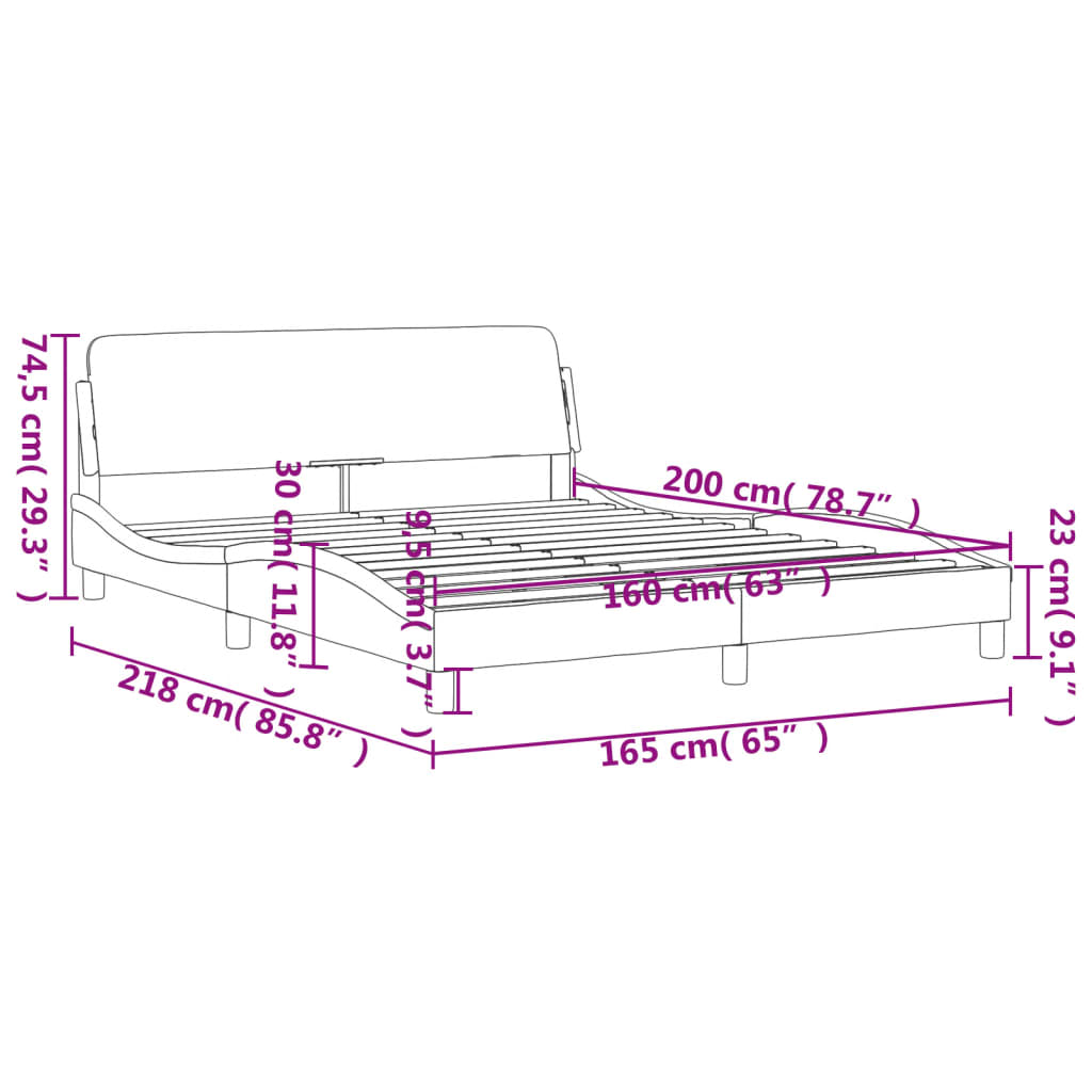 vidaXL Cama sin colchón tela negro 160x200 cm