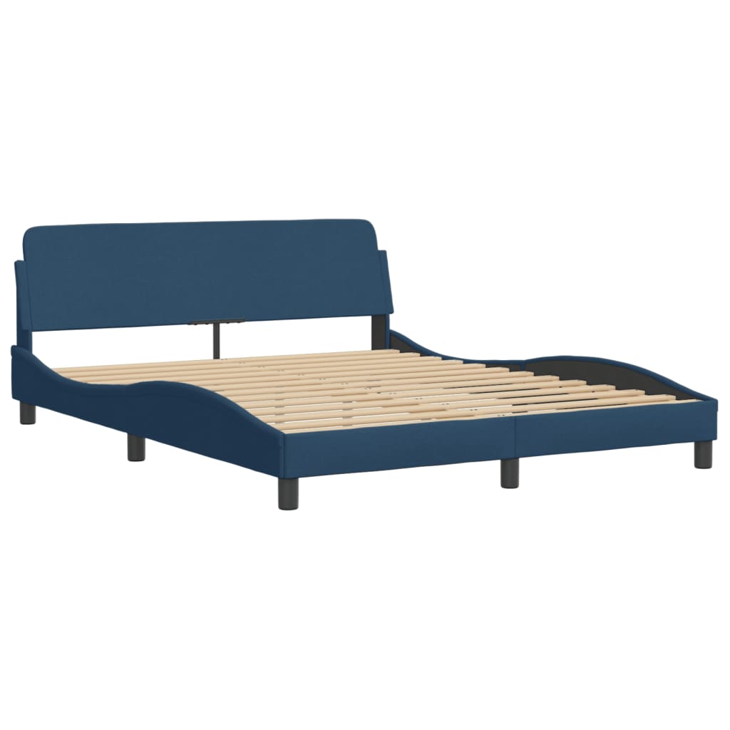 vidaXL Estructura de cama con cabecero sin colchón tela azul 160x200cm