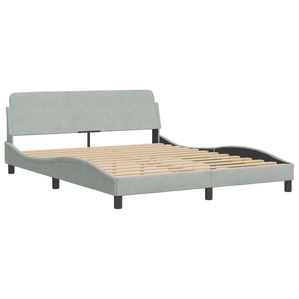 vidaXL Estructura de cama sin colchón terciopelo gris claro 160x200 cm