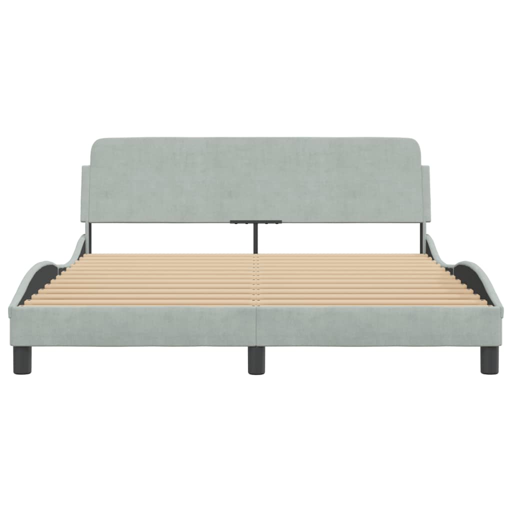 vidaXL Estructura de cama sin colchón terciopelo gris claro 160x200 cm