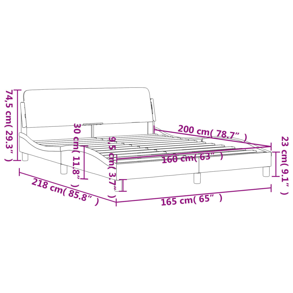 vidaXL Estructura de cama sin colchón terciopelo gris claro 160x200 cm