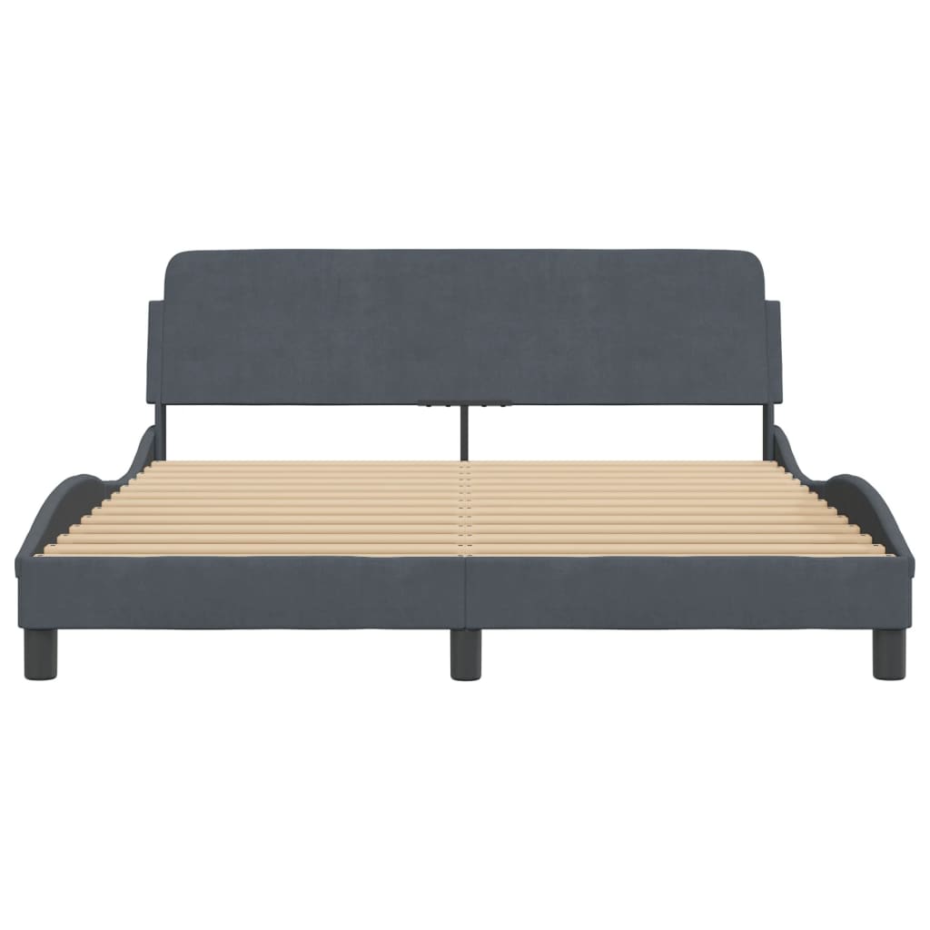 vidaXL Estructura de cama sin colchón terciopelo gris oscuro 160x200cm