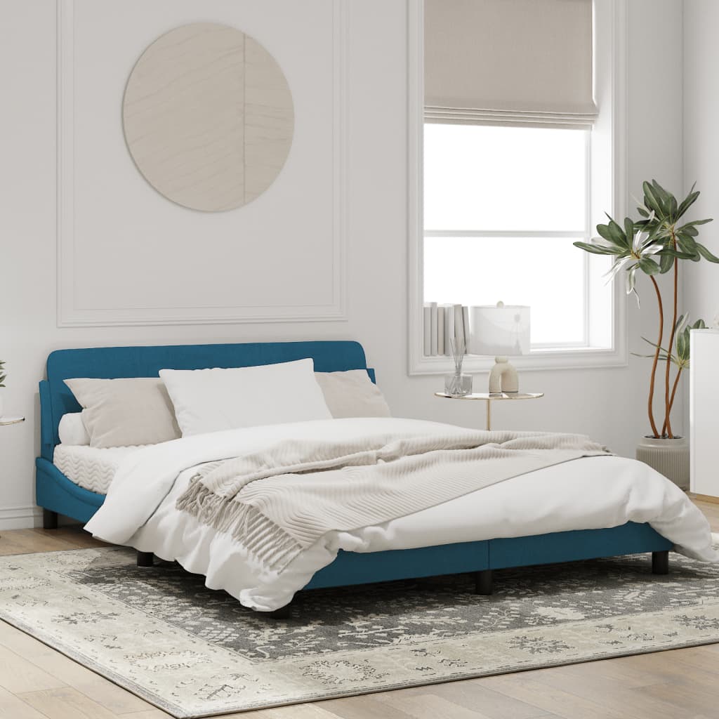 vidaXL Cama con cabecero sin colchón terciopelo azul 160x200 cm