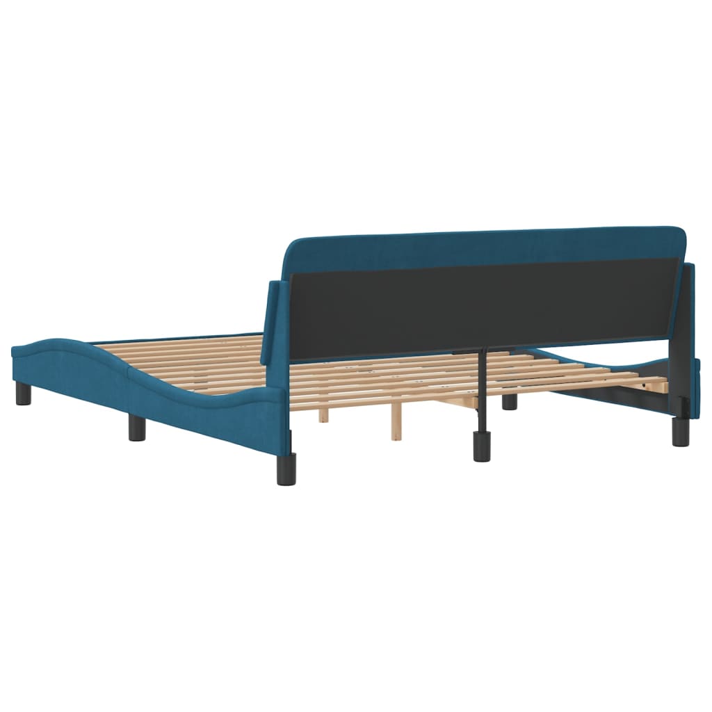 vidaXL Cama con cabecero sin colchón terciopelo azul 160x200 cm