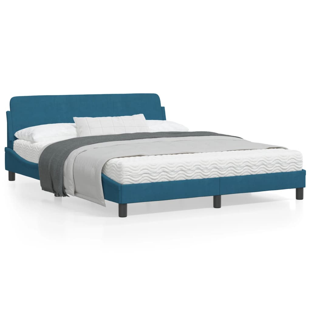 vidaXL Cama con cabecero sin colchón terciopelo azul 160x200 cm