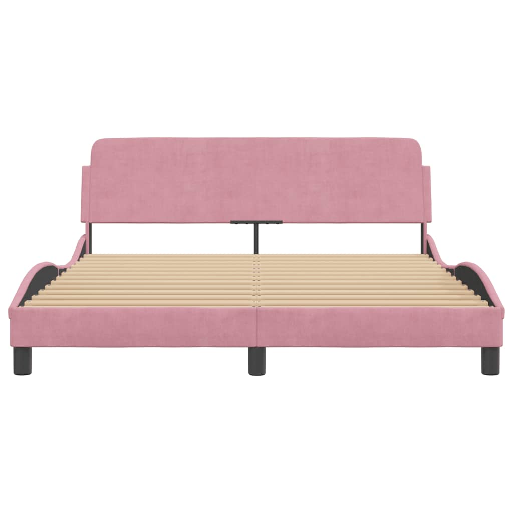 vidaXL Cama con cabecero sin colchón terciopelo rosa 160x200 cm