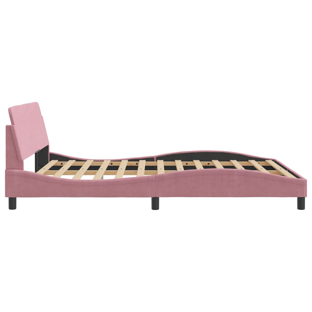 vidaXL Cama con cabecero sin colchón terciopelo rosa 160x200 cm