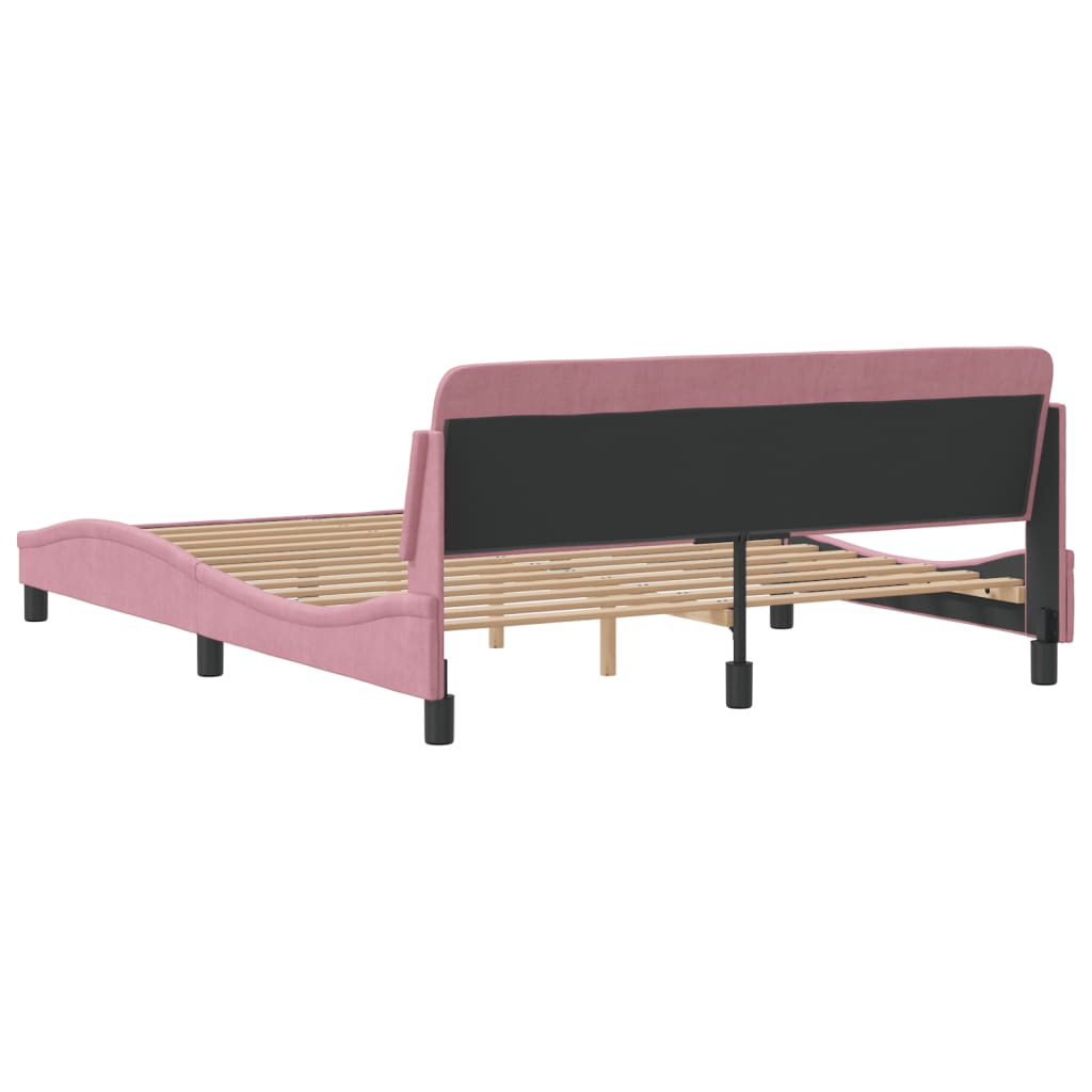 vidaXL Cama con cabecero sin colchón terciopelo rosa 160x200 cm