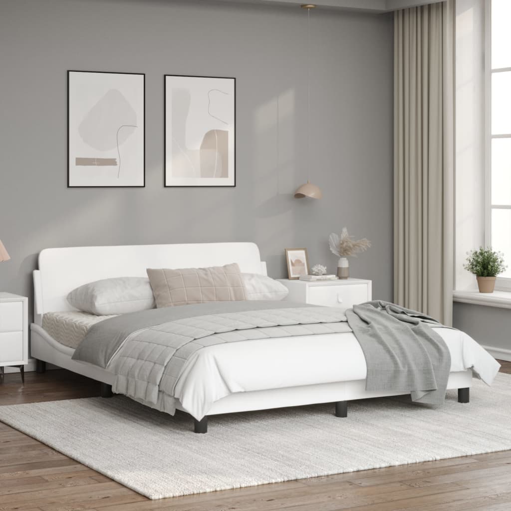 vidaXL Estructura de cama sin colchón cuero sintético blanco 160x200cm