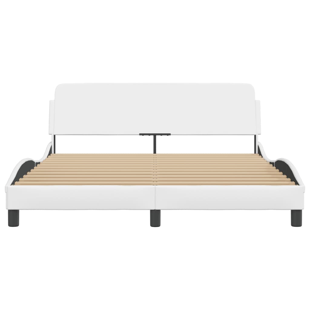 vidaXL Estructura de cama sin colchón cuero sintético blanco 160x200cm