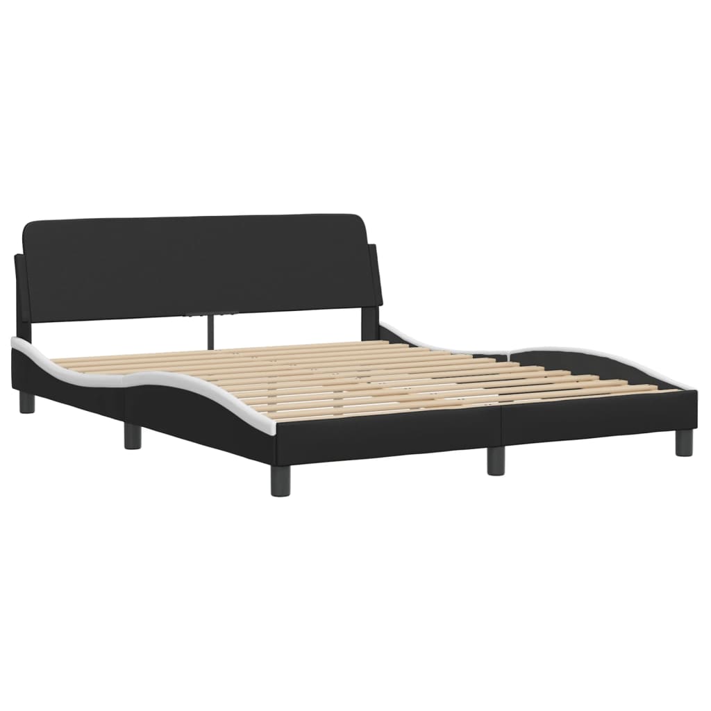 vidaXL Cama sin colchón cuero sintético negro blanco 160x200 cm