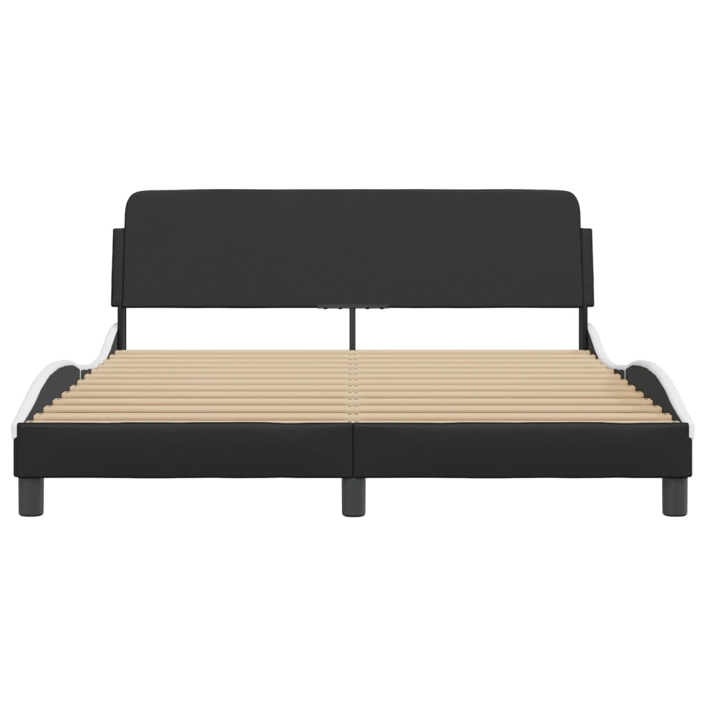 vidaXL Cama sin colchón cuero sintético negro blanco 160x200 cm