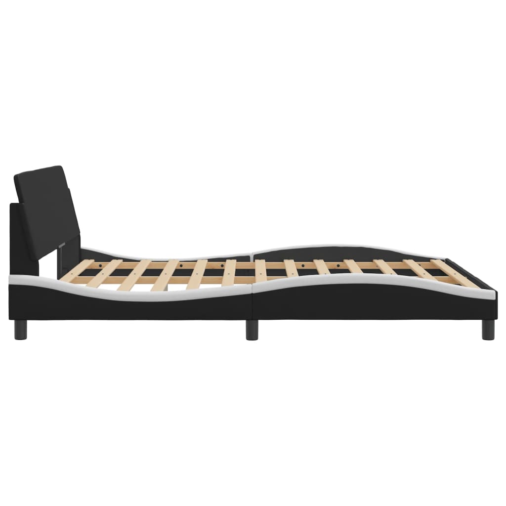 vidaXL Cama sin colchón cuero sintético negro blanco 160x200 cm