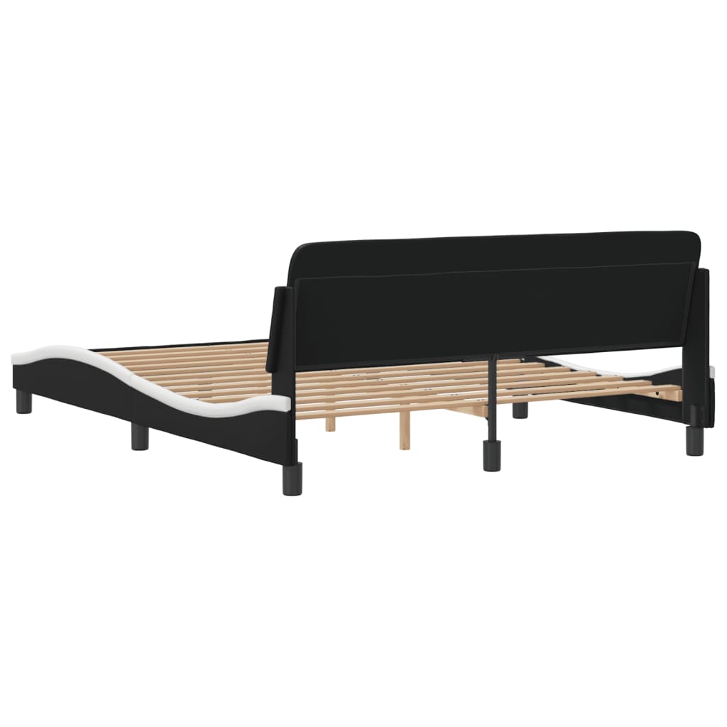 vidaXL Cama sin colchón cuero sintético negro blanco 160x200 cm