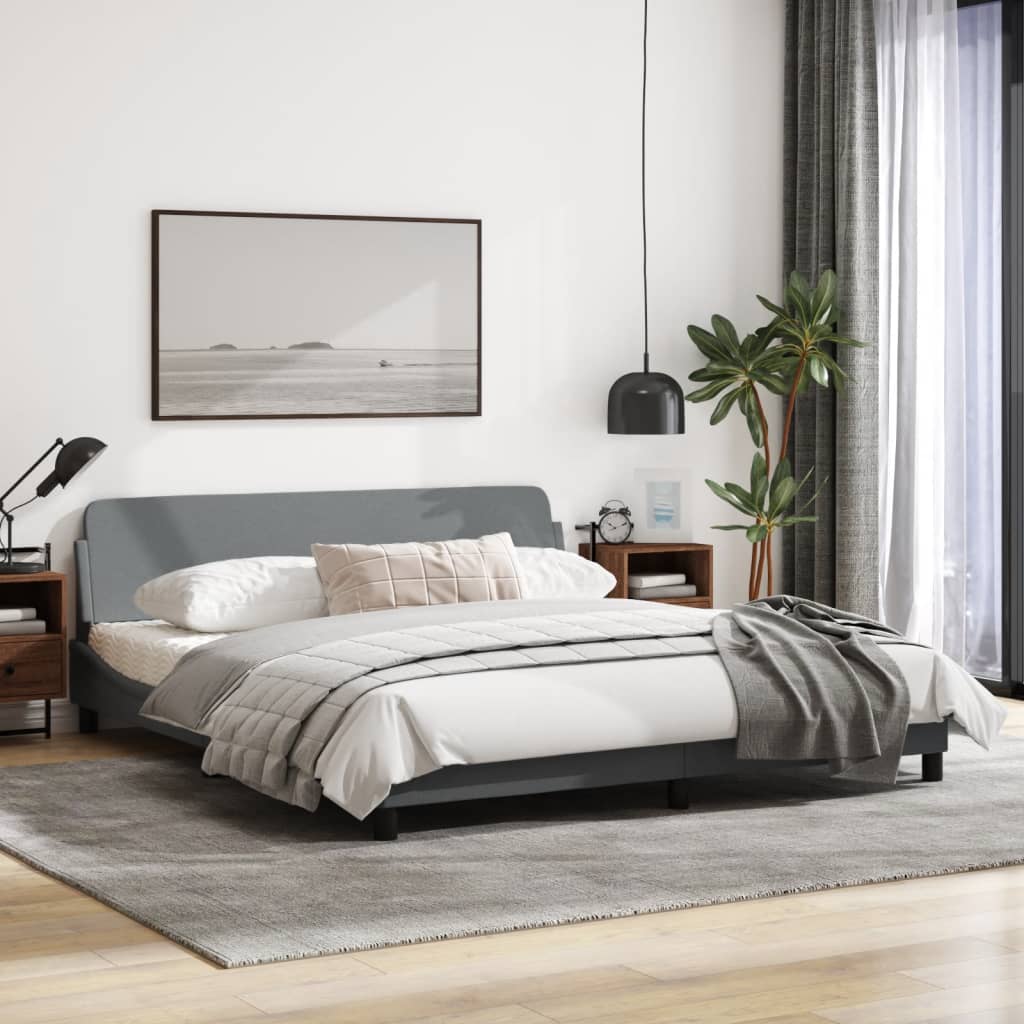 vidaXL Estructura de cama con cabecero gris claro tela 180x200 cm