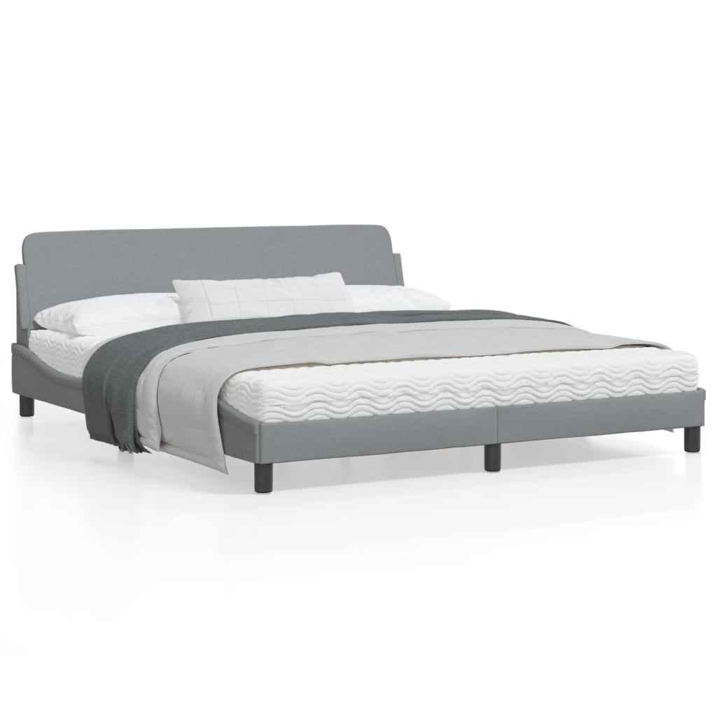 vidaXL Estructura de cama con cabecero gris claro tela 180x200 cm