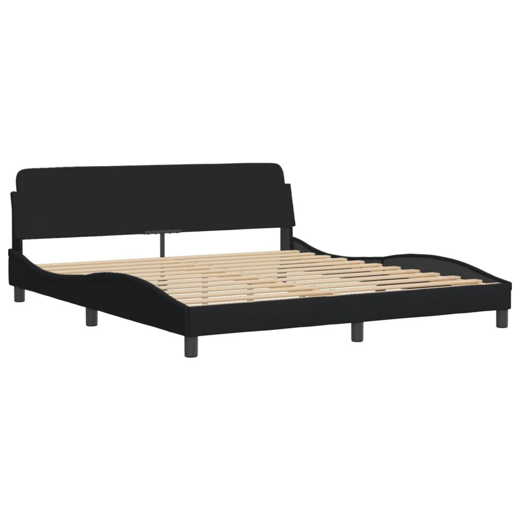 vidaXL Cama sin colchón tela negro 180x200 cm