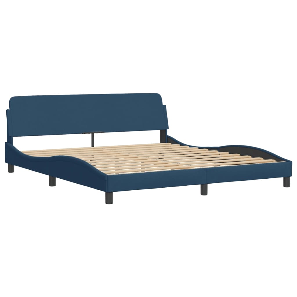 vidaXL Estructura de cama con cabecero sin colchón tela azul 180x200cm