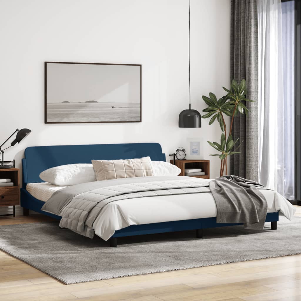 vidaXL Estructura de cama con cabecero sin colchón tela azul 180x200cm