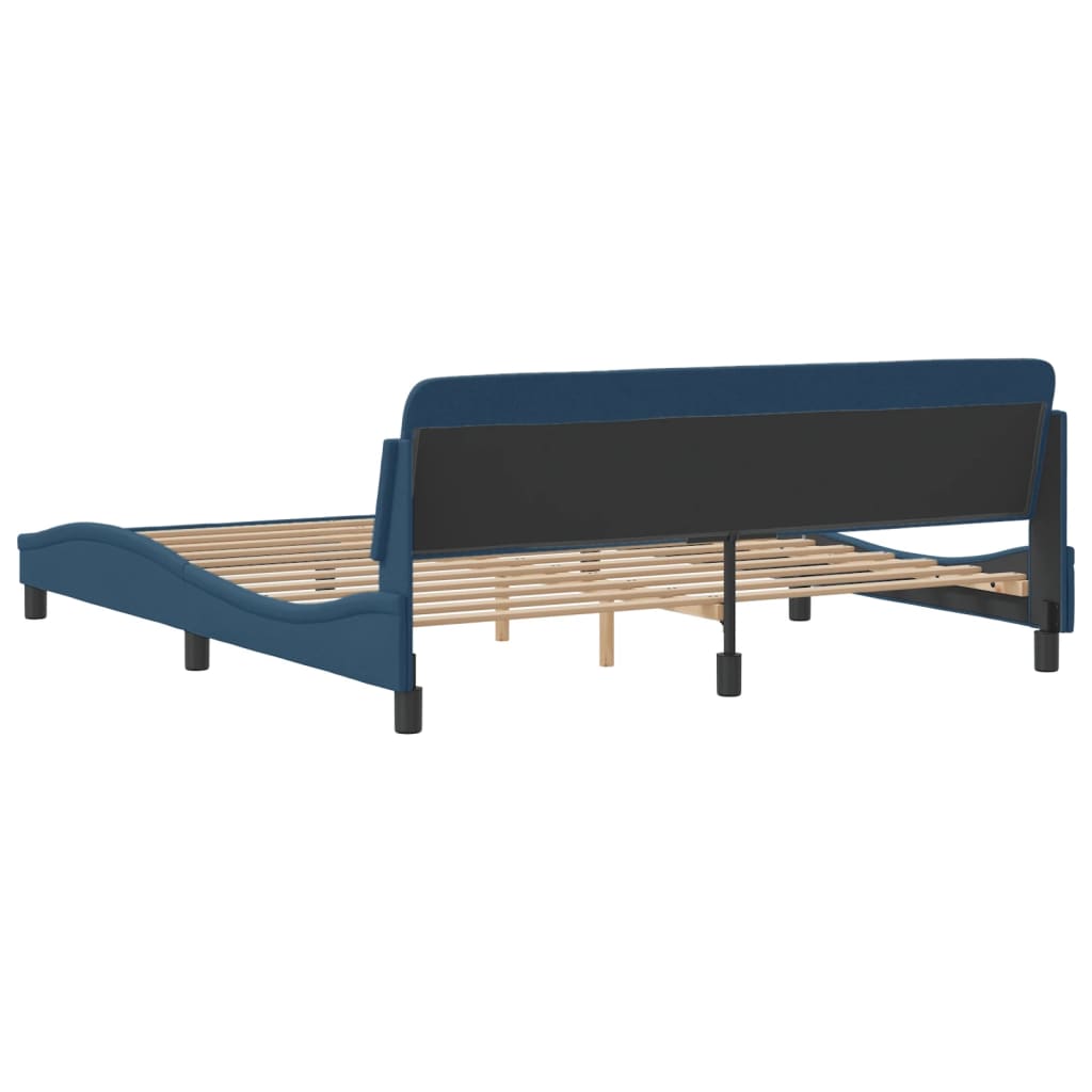 vidaXL Estructura de cama con cabecero sin colchón tela azul 180x200cm