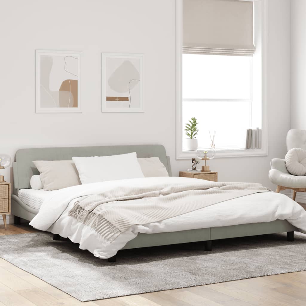 vidaXL Estructura de cama sin colchón terciopelo gris claro 180x200 cm