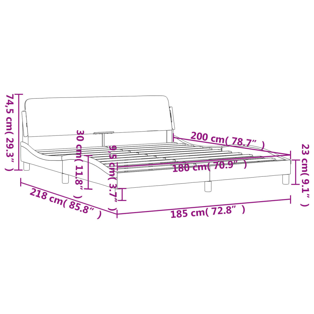 vidaXL Estructura de cama sin colchón terciopelo gris claro 180x200 cm