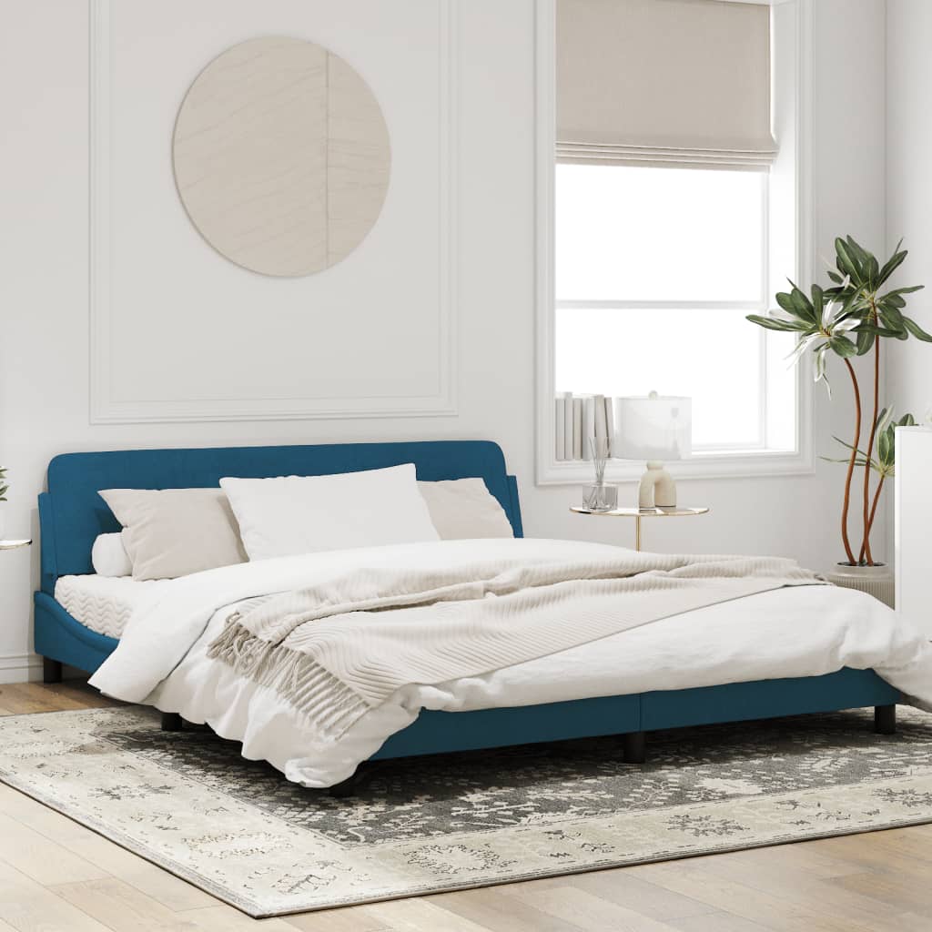 vidaXL Cama con cabecero sin colchón terciopelo azul 180x200 cm