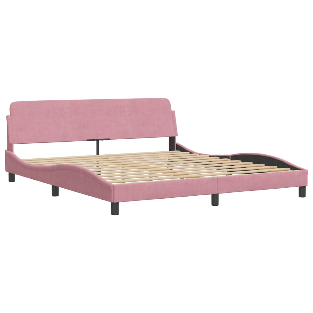 vidaXL Cama con cabecero sin colchón terciopelo rosa 180x200 cm