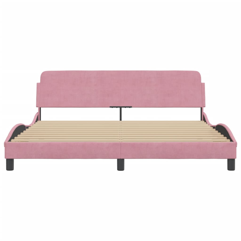 vidaXL Cama con cabecero sin colchón terciopelo rosa 180x200 cm