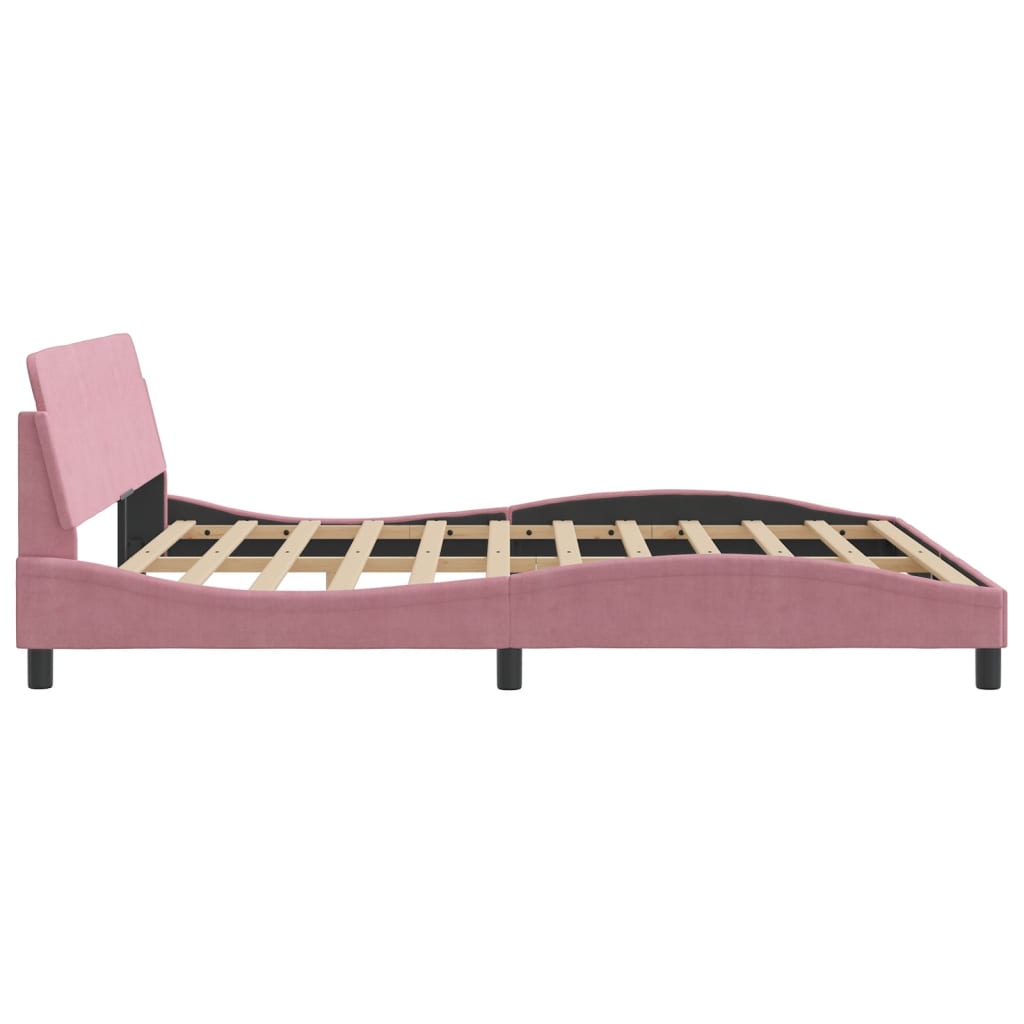 vidaXL Cama con cabecero sin colchón terciopelo rosa 180x200 cm