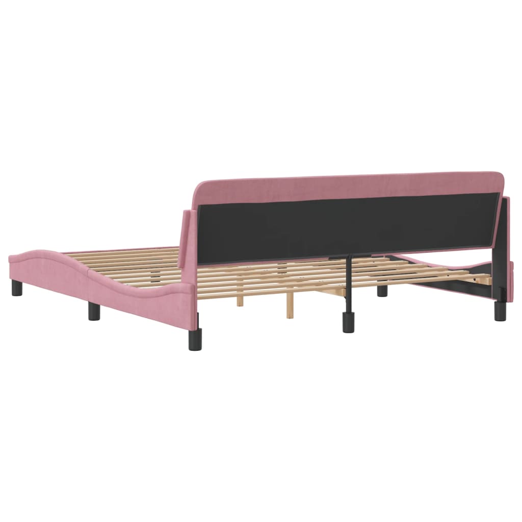 vidaXL Cama con cabecero sin colchón terciopelo rosa 180x200 cm