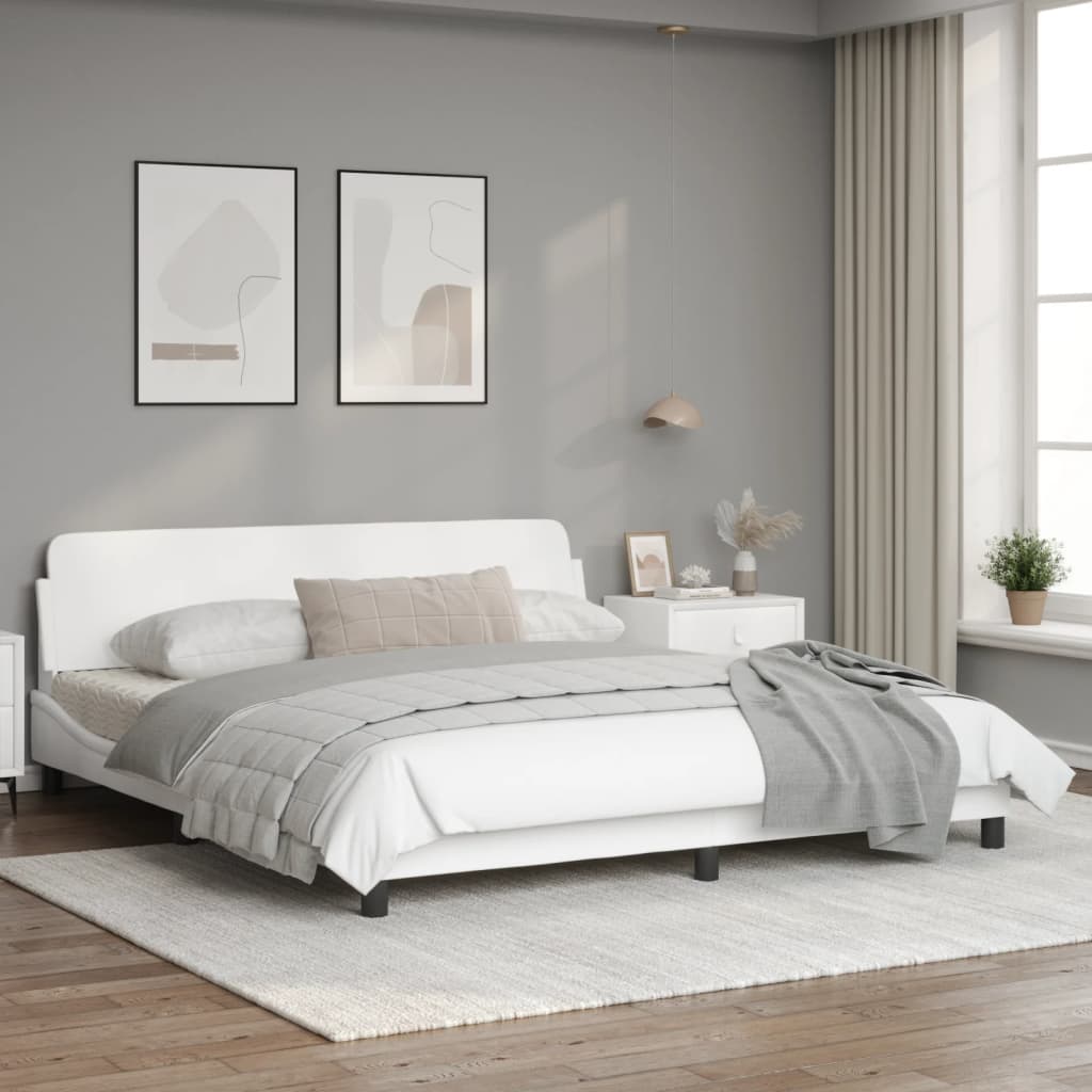 vidaXL Estructura de cama sin colchón cuero sintético blanco 180x200cm