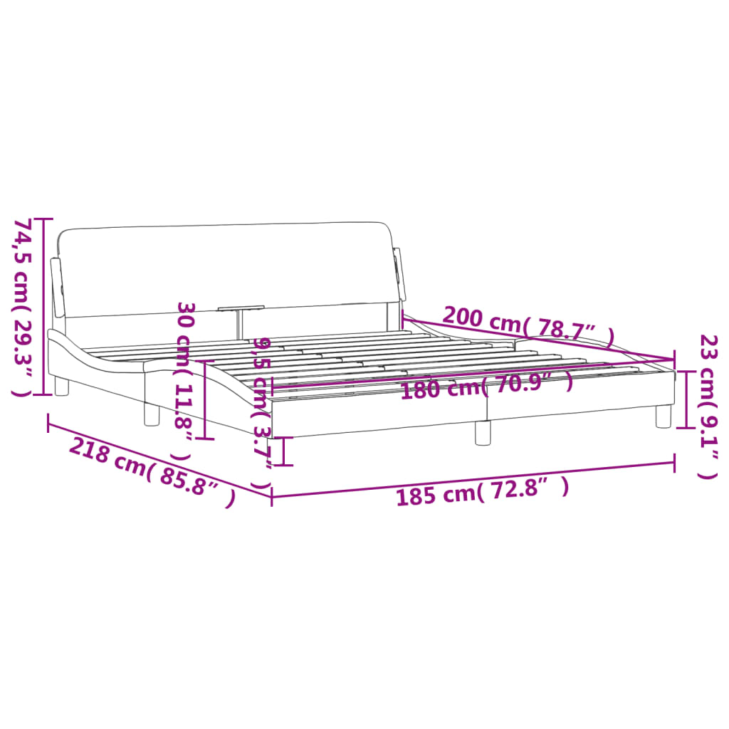 vidaXL Estructura de cama sin colchón cuero sintético blanco 180x200cm