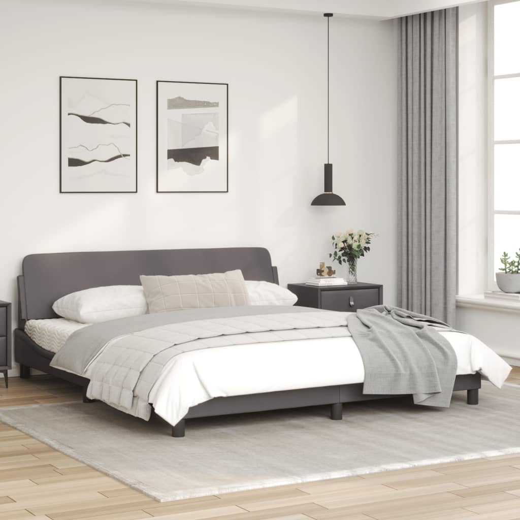 vidaXL Estructura de cama sin colchón cuero sintético gris 180x200 cm