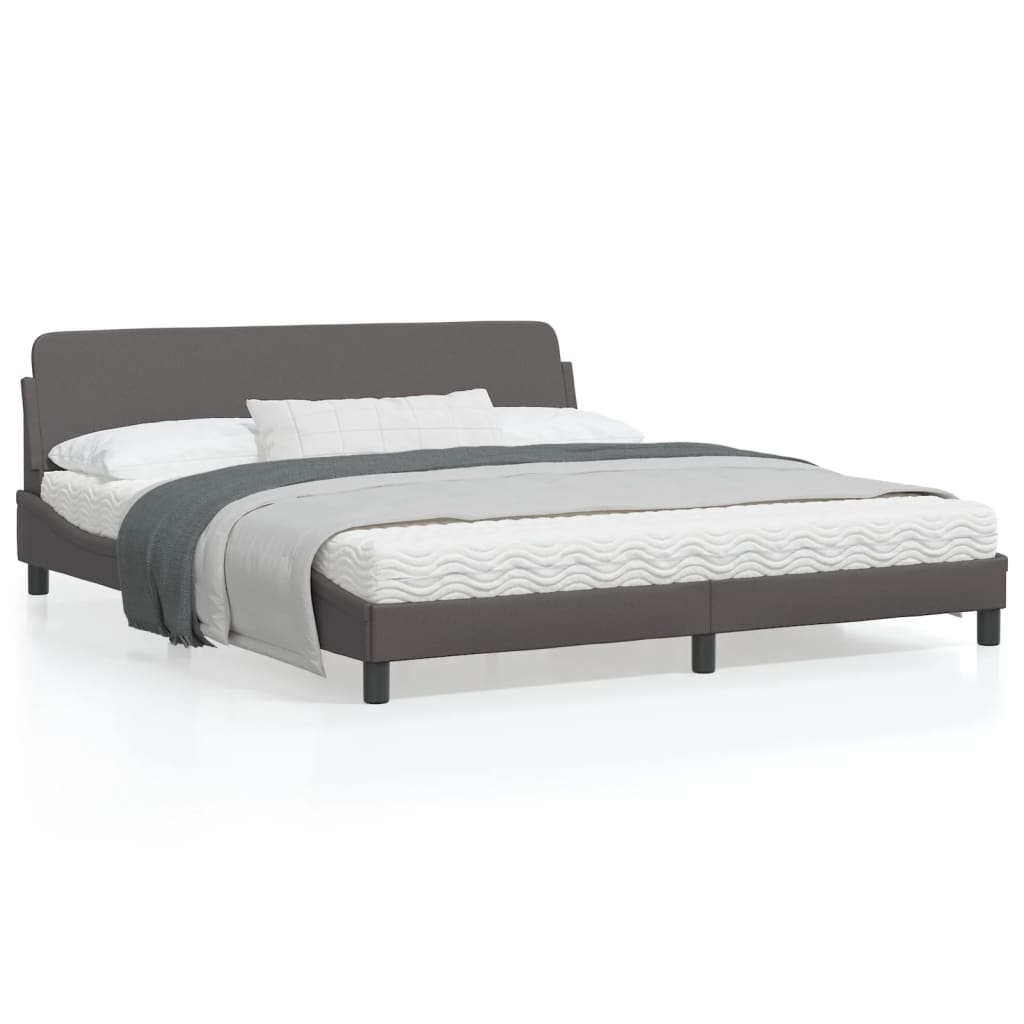 vidaXL Estructura de cama sin colchón cuero sintético gris 180x200 cm