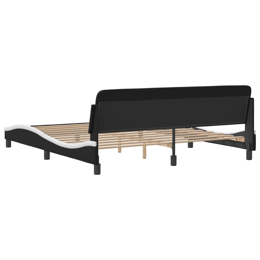 vidaXL Cama sin colchón cuero sintético negro blanco 180x200 cm