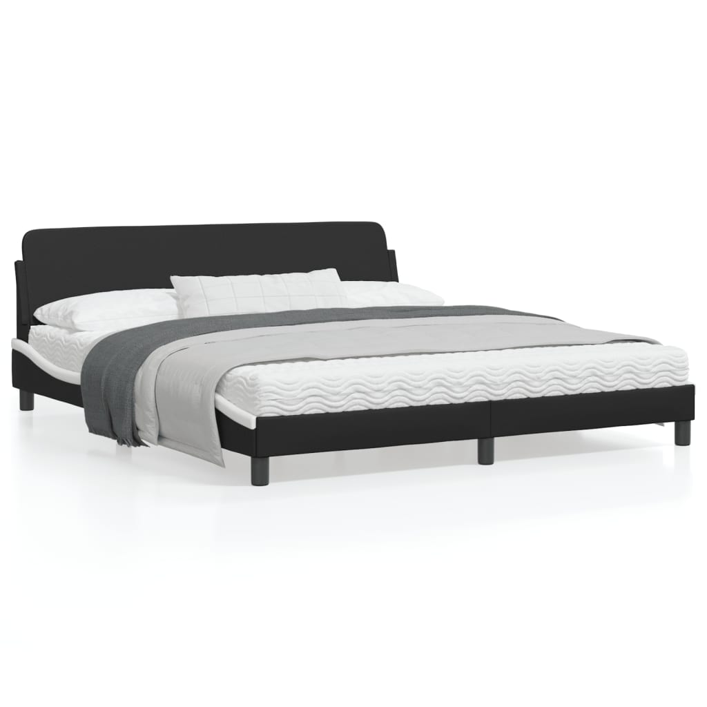 vidaXL Cama sin colchón cuero sintético negro blanco 180x200 cm