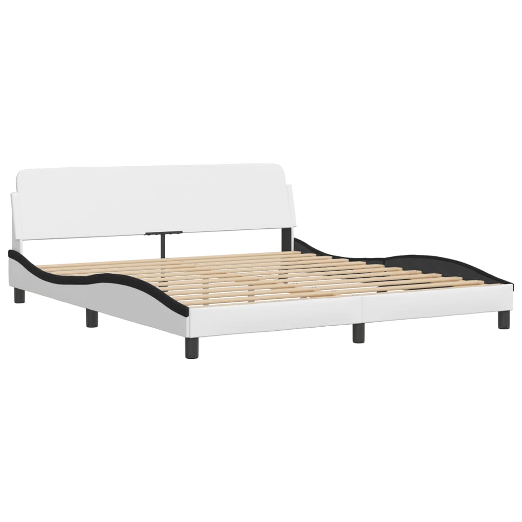 vidaXL Cama sin colchón cuero sintético blanco negro 180x200 cm