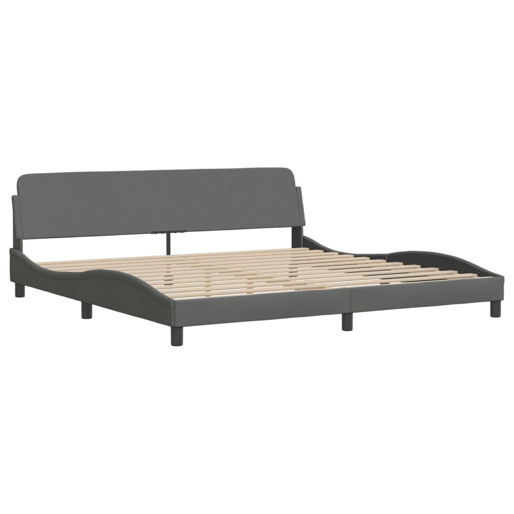 vidaXL Cama sin colchón tela gris oscuro 200x200 cm