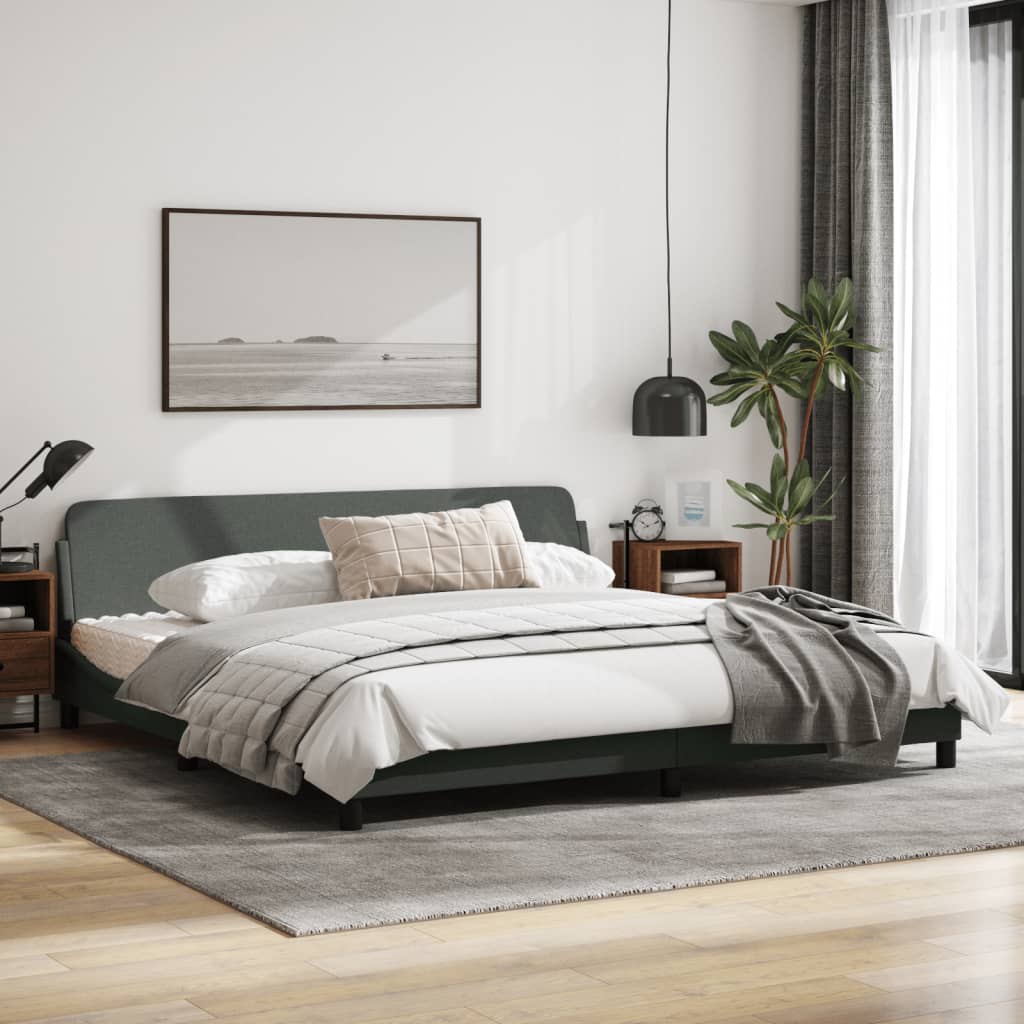 vidaXL Cama sin colchón tela gris oscuro 200x200 cm