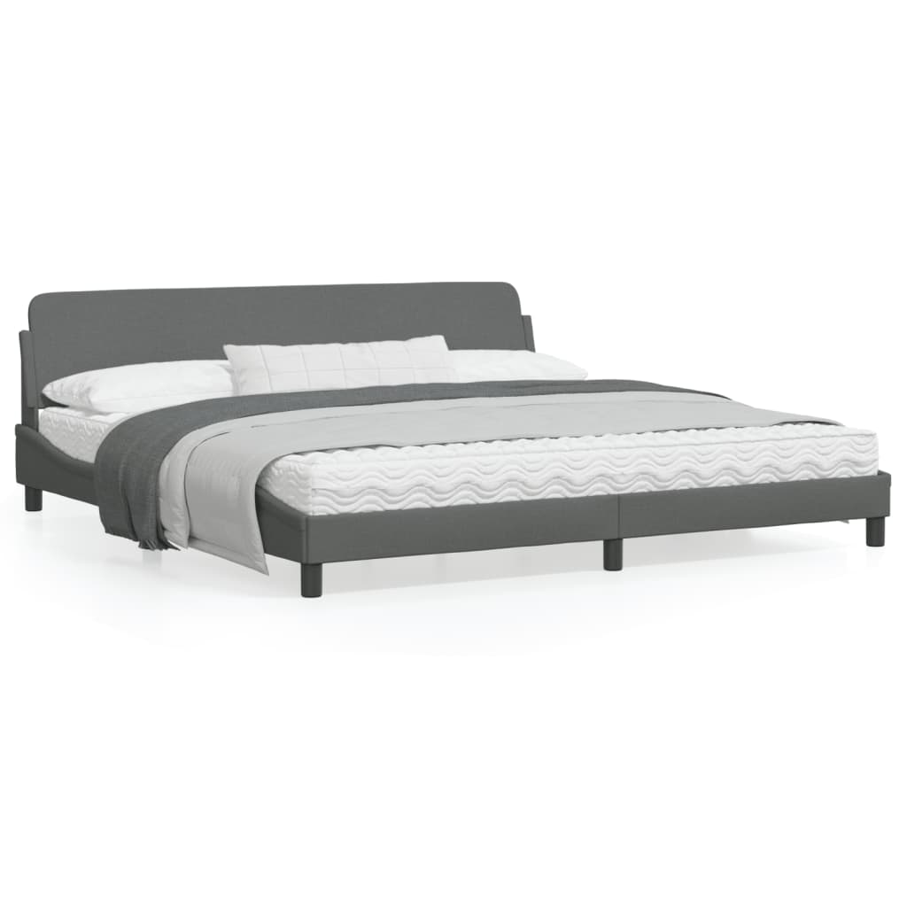 vidaXL Cama sin colchón tela gris oscuro 200x200 cm