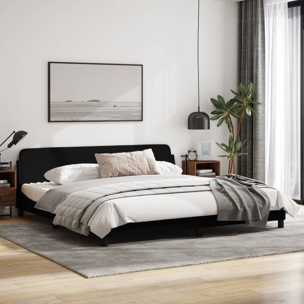 vidaXL Cama sin colchón tela negro 200x200 cm