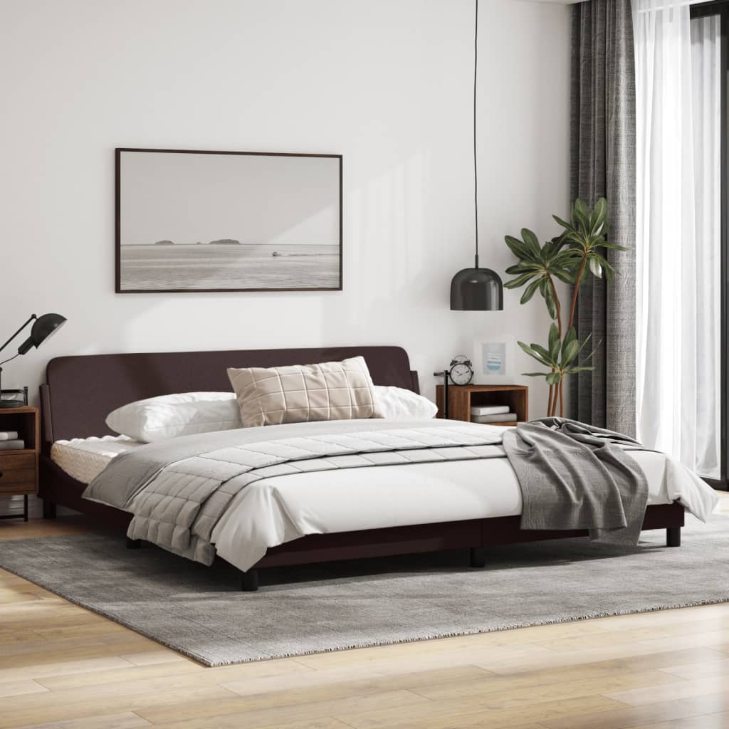 vidaXL Cama sin colchón tela marrón oscuro 200x200 cm