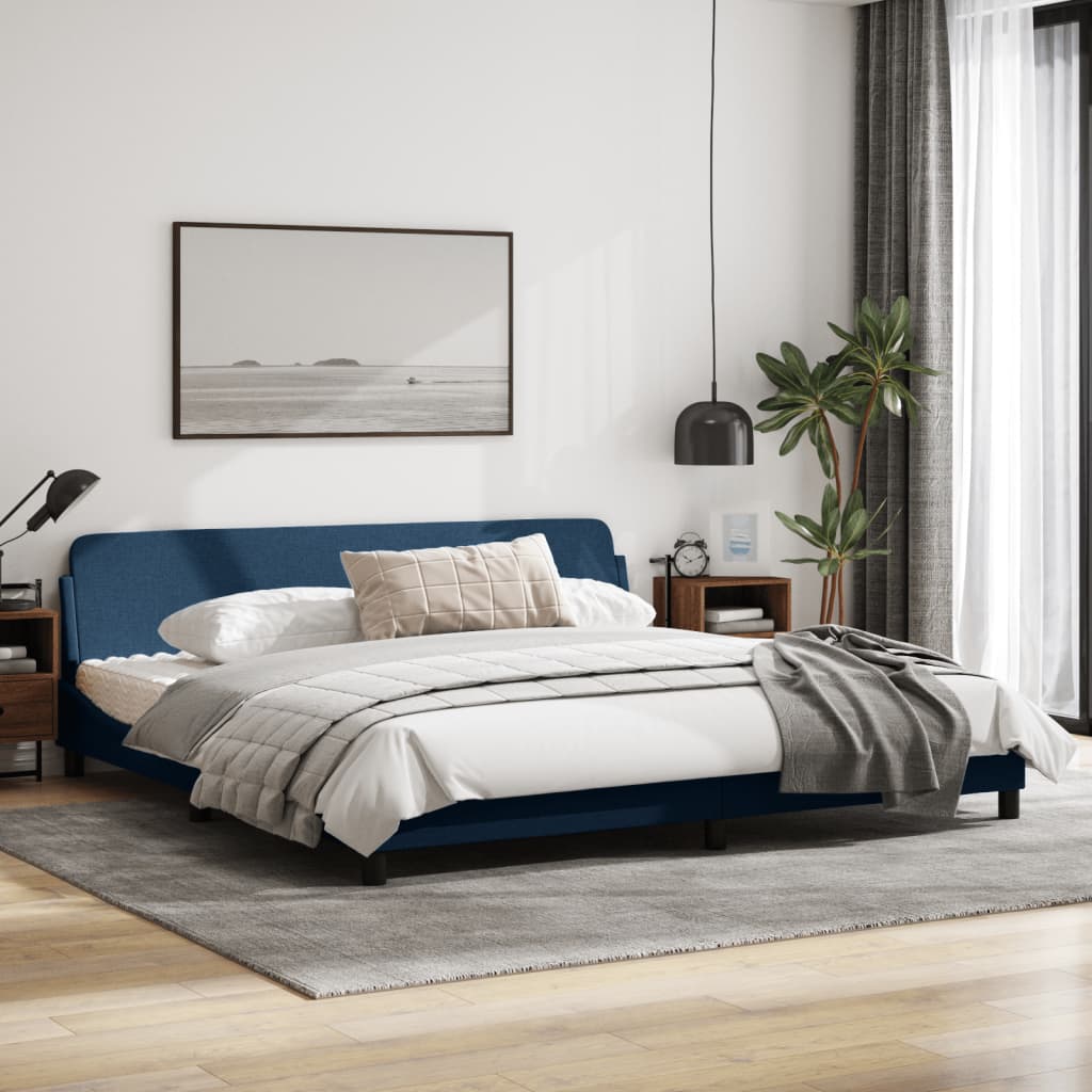 vidaXL Cama sin colchón tela azul 200x200 cm