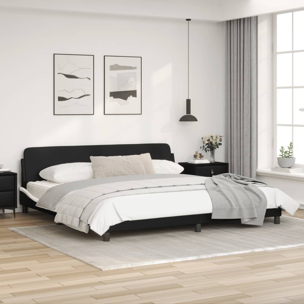 vidaXL Cama sin colchón cuero sintético negro blanco 200x200 cm